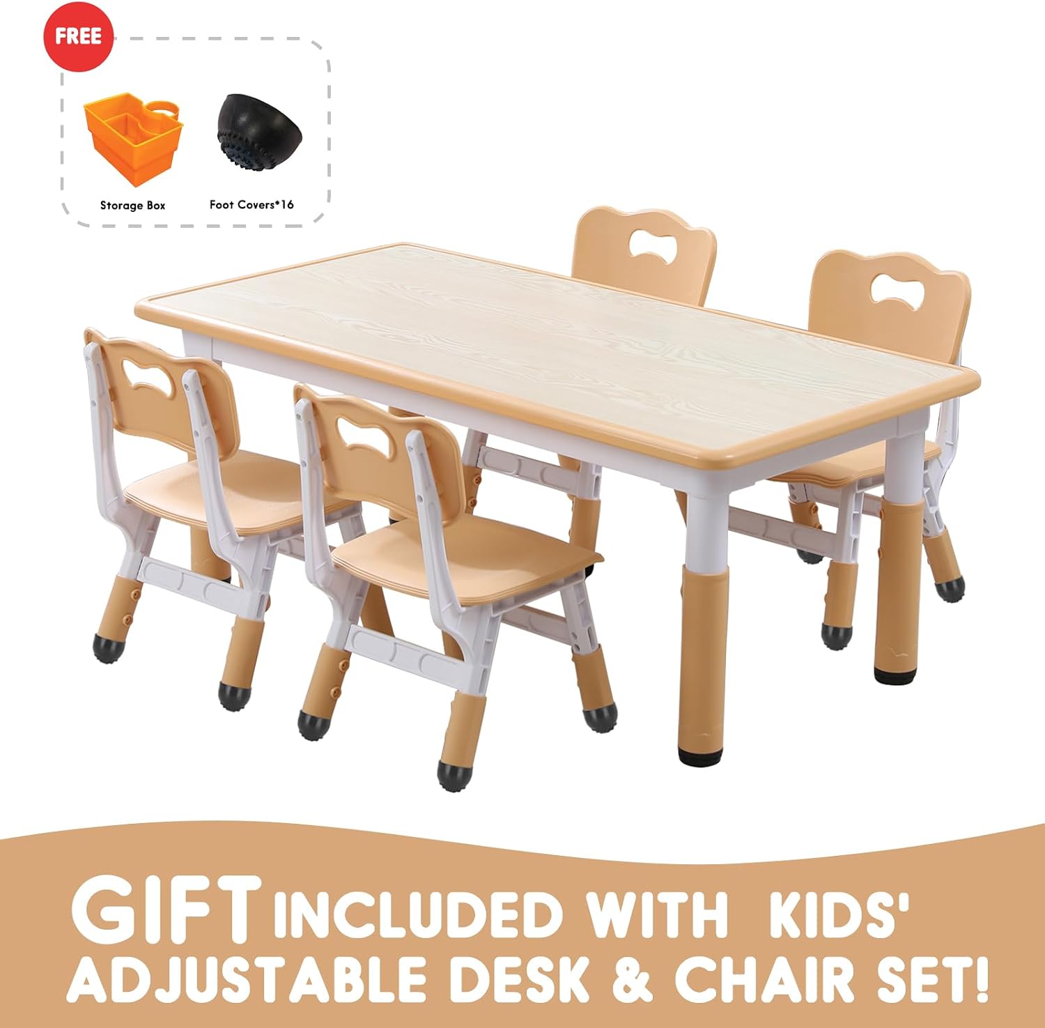 Kids Table and Chair Set for Toddlers - Adjustable Activity Center with Non-Slip Legs & Graffiti-Proof Surface Ages 3-12
