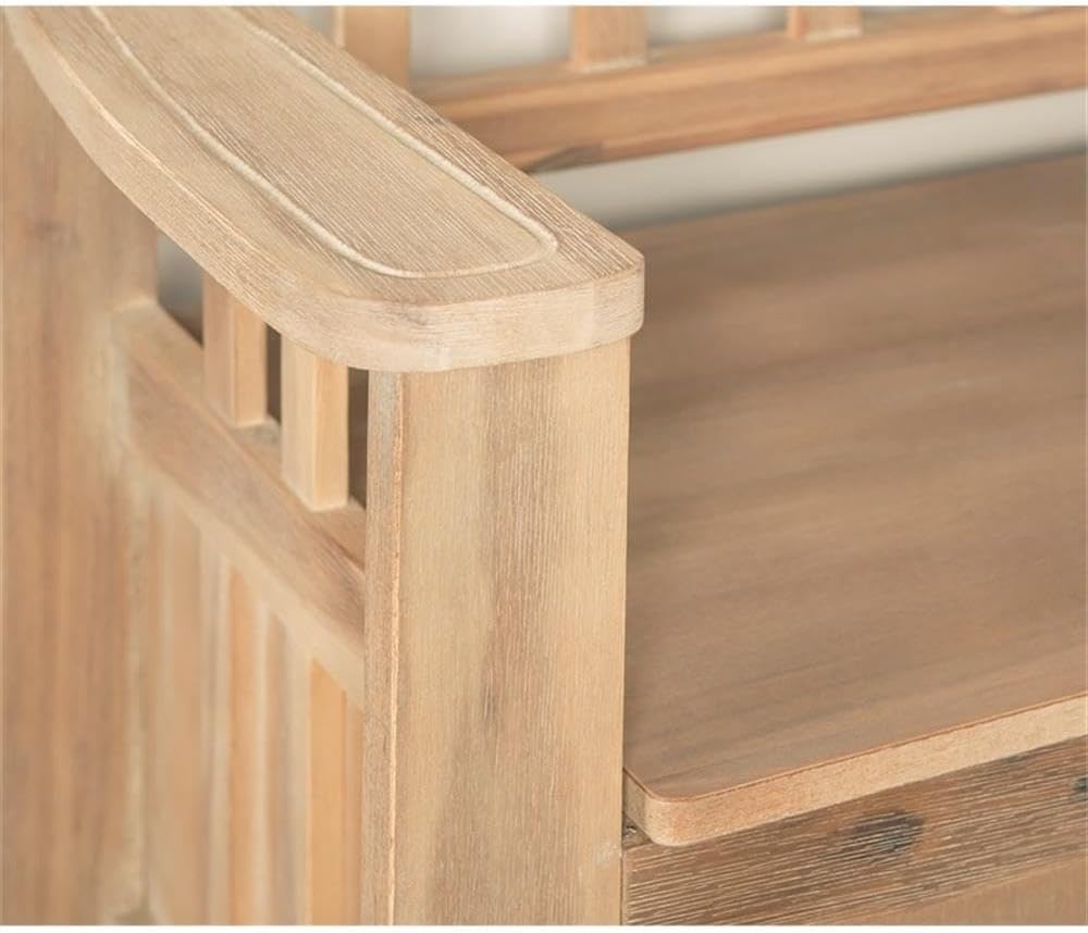 Linon Lottie Entryway Split Seat Storage Bench in Washed Natural Wood