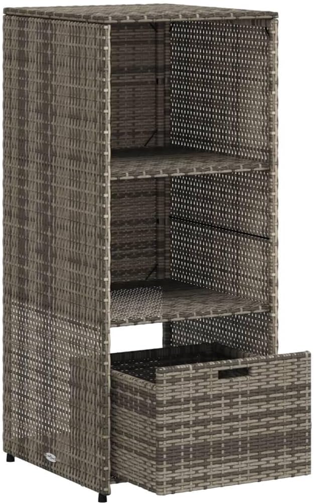 vidaXL Garden Storage Cabinet Grey PE Rattan Medium Durable