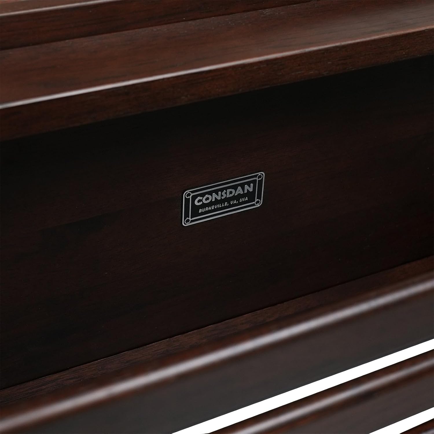 CONSDAN Wood Shoe Bench Rack, USA Grown Hickory, Entryway Bench with Shoe Storage, Mud Room Bathroom, Front Door, Outdoor/Indoor, Dark Walnut(Black)