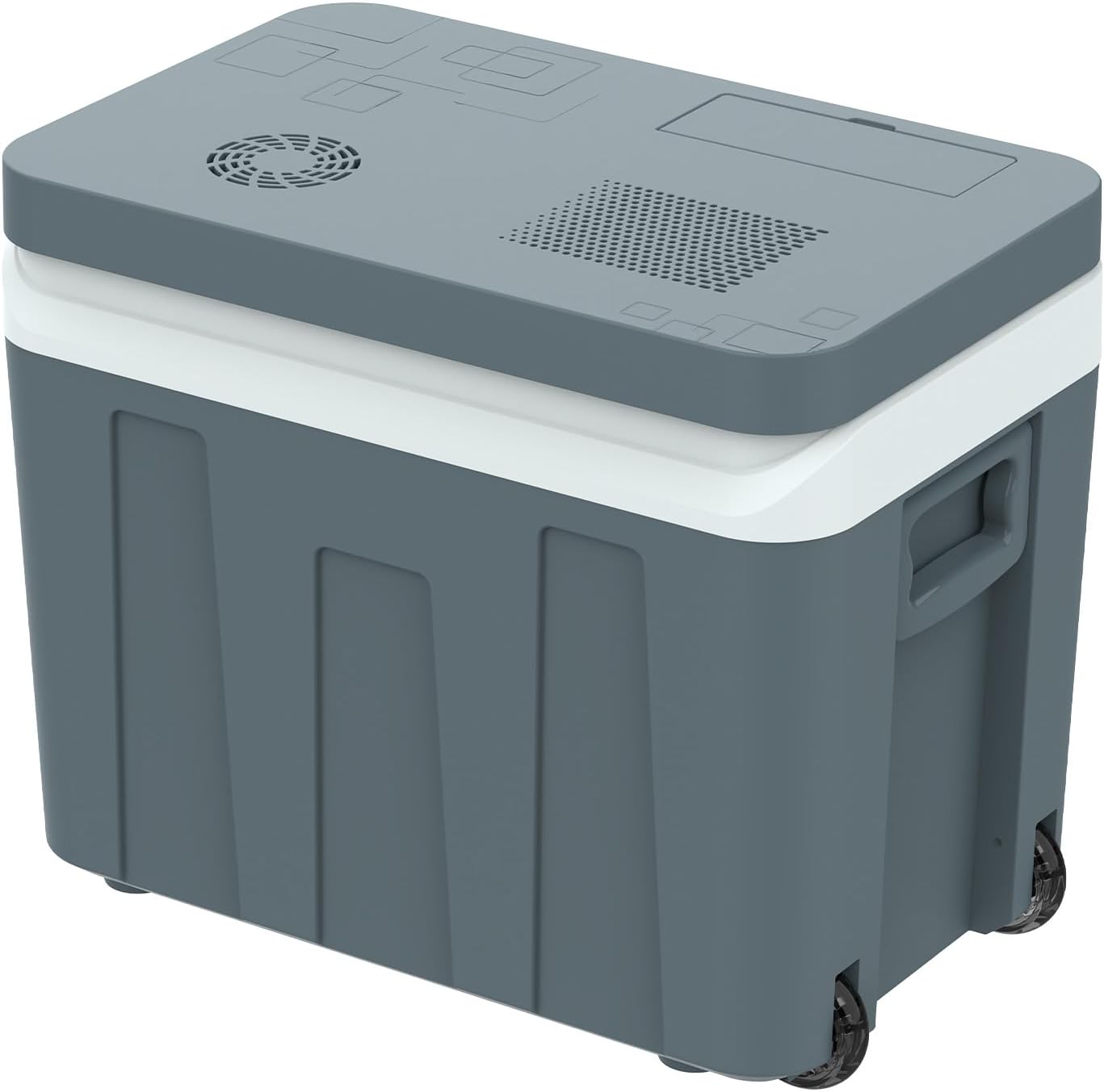 Kikihuose 12V Electric Cooler & Warmer 48 Qt (45L) Car Refrigerator with Wheels Handle, Portable Thermoelectric Fridge for Travel Camping Vehicles Truck RV Road Trips, 12V DC & 110V AC Home
