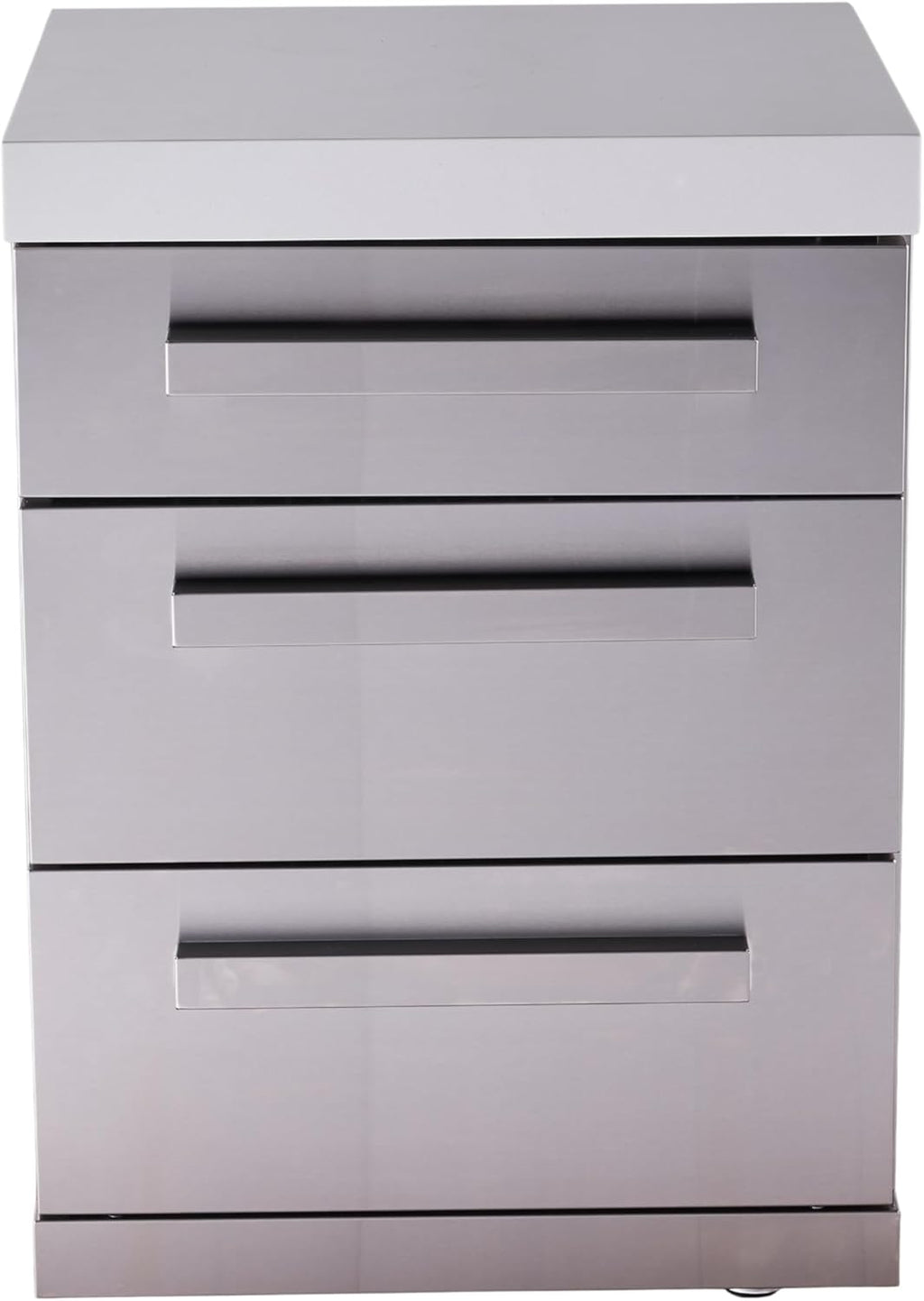 Mont Alpi Premium 25'W Extra Storage Soft-Closing 3-Drawer Slides Stainless Steel Cabinet Module for Original & Deluxe Series MAi805 & MAi400 Outdoor Kitchen Island Grills + White Granite Countertops