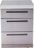 Mont Alpi Premium 25'W Extra Storage Soft-Closing 3-Drawer Slides Stainless Steel Cabinet Module for Original & Deluxe Series MAi805 & MAi400 Outdoor Kitchen Island Grills + White Granite Countertops