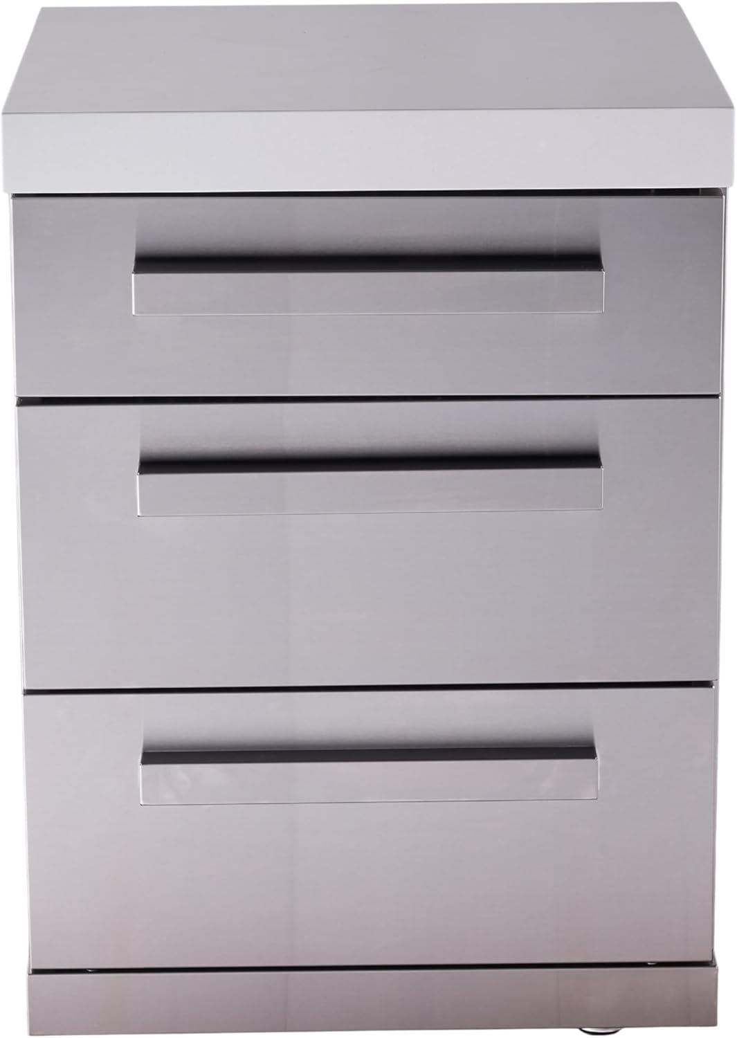 Mont Alpi Premium 25'W Extra Storage Soft-Closing 3-Drawer Slides Stainless Steel Cabinet Module for Original & Deluxe Series MAi805 & MAi400 Outdoor Kitchen Island Grills + White Granite Countertops