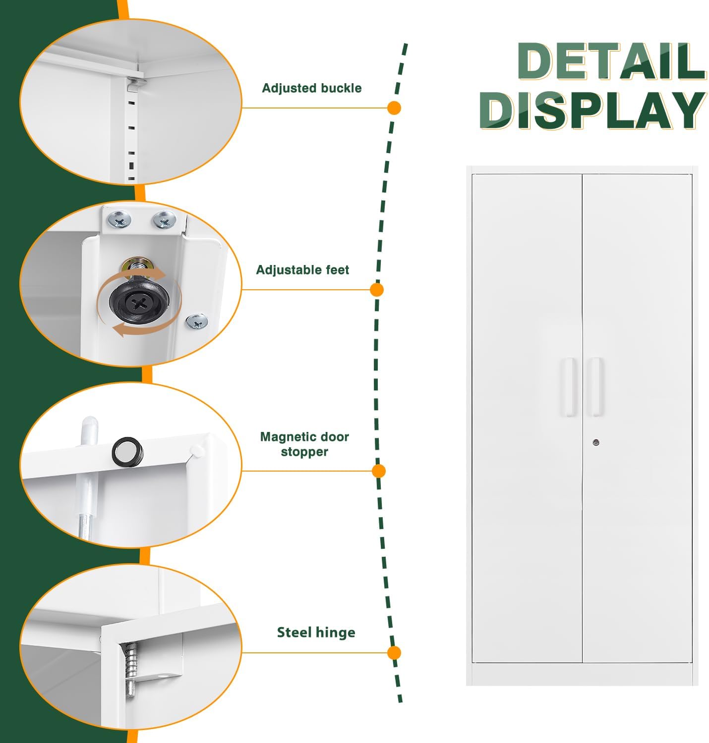 Letaya Metal White Storage Cabinet with Lock-71 Tall Metal Pantry Cabinets,5 Adjustable Shelves and Door for Home,Office,Kitchen,Warehouse,Utility Room(White)
