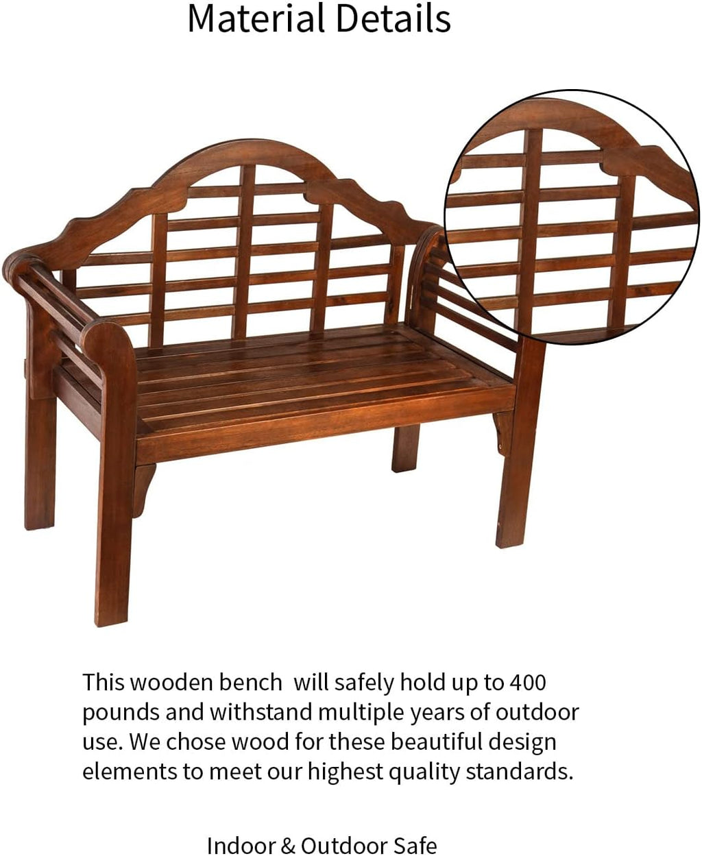 Plow & Hearth Weatherproof Lutyens Eucalyptus Wood Garden Bench | Foldable Patio Benches | Outdoor Furniture Seating for Porch Park Deck | Natural