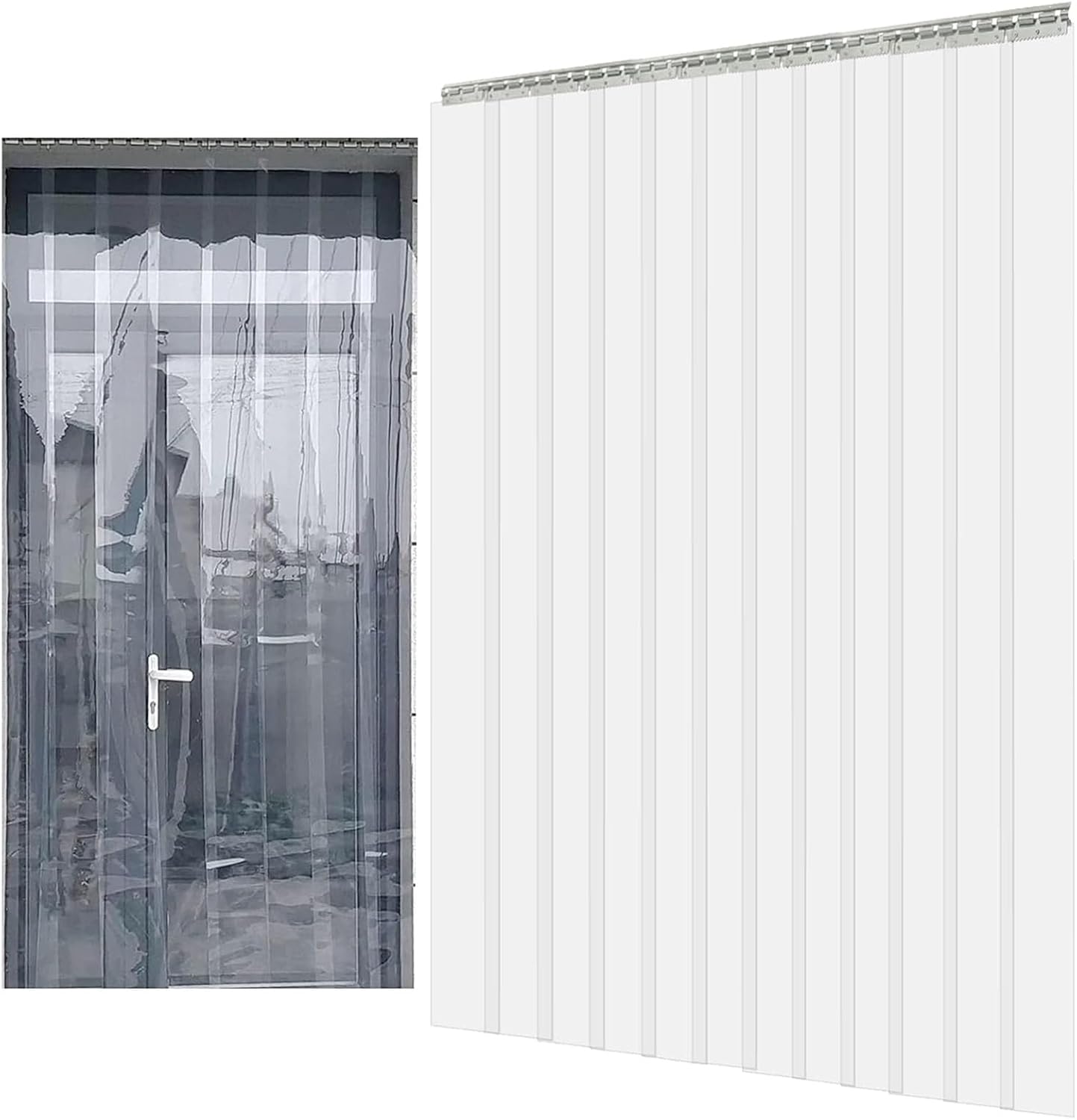 PVC Plastic Strip Curtain Door Kit, Vinyl Door Strips Wind Commercial Entry Doors Decoration for Pavilions, Gardens