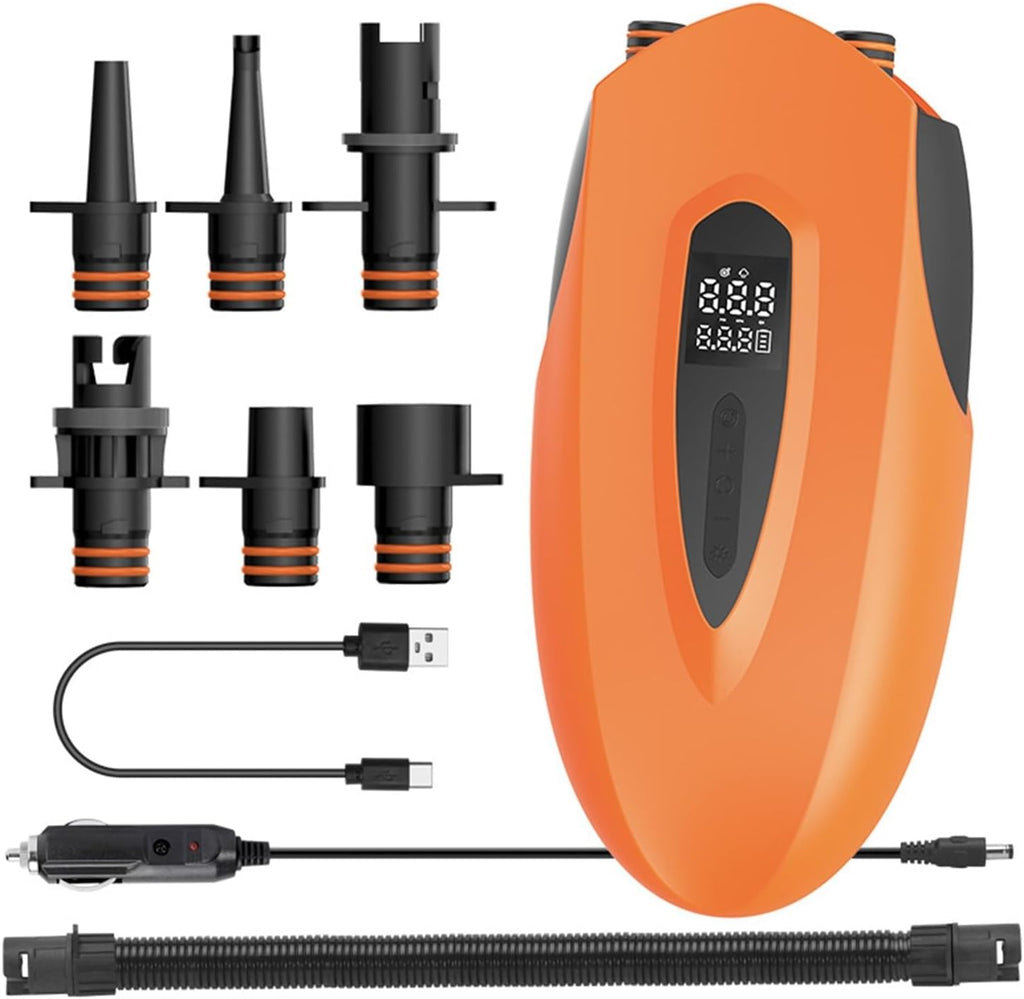 Tire Inflator, SUP Electric Pump Portable Auto Shut Off LED Light Suitable For 20PSI Paddle Boards Tents Mattre Dual Power Supply,Dual Use Air Pump