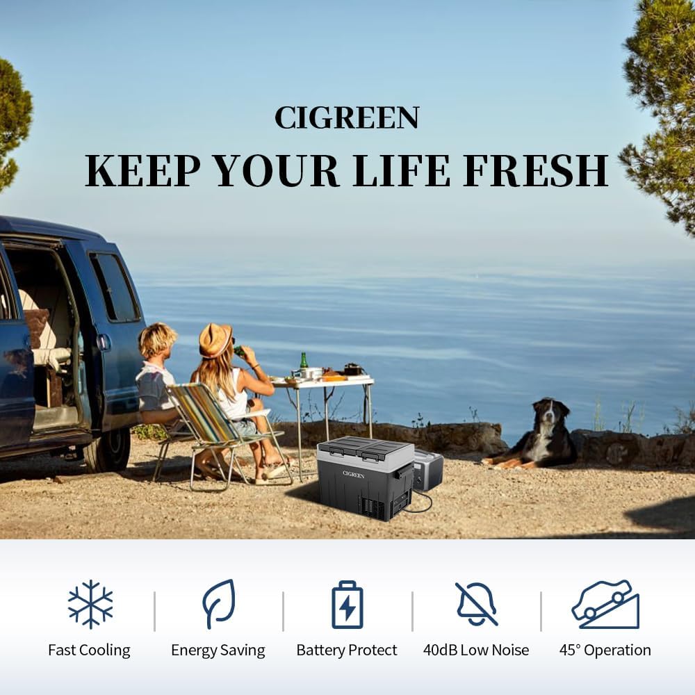 12V Car Refrigerator 38 Quart (36L) Portable Refrigerator Dual Zone Two Doors -4℉-50℉ Electric Cooler Car Fridge Portable Freezer with 12/24V DC for RV Camping Travel Truck Outdoor Home use