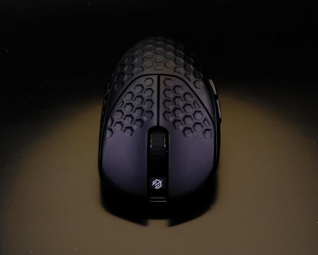 GWolves HTR Lightweight Wireless Fingertip Grip Gaming Mouse,~28Gram,8K-Report,Low Latency,PAW3395 26,000CPI,Nrf52840 CPU,6 Programmable Btns,On-Board Memory,PC/Mac and Laptop (Honeycomb, Black)