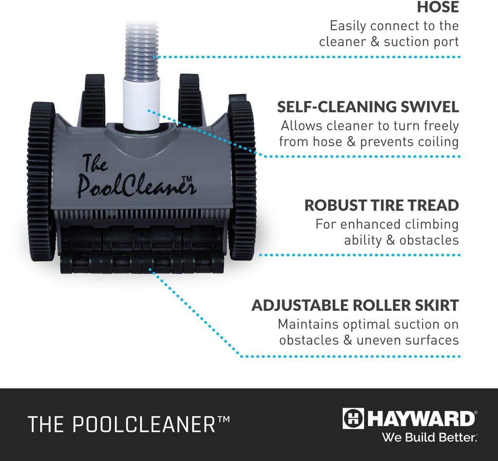 Hayward W3PVS40GST Poolvergnuegen Suction Pool Cleaner for In-Ground up to 20 x 40 ft, Automatic Pool Vacuum with Hose, Gray