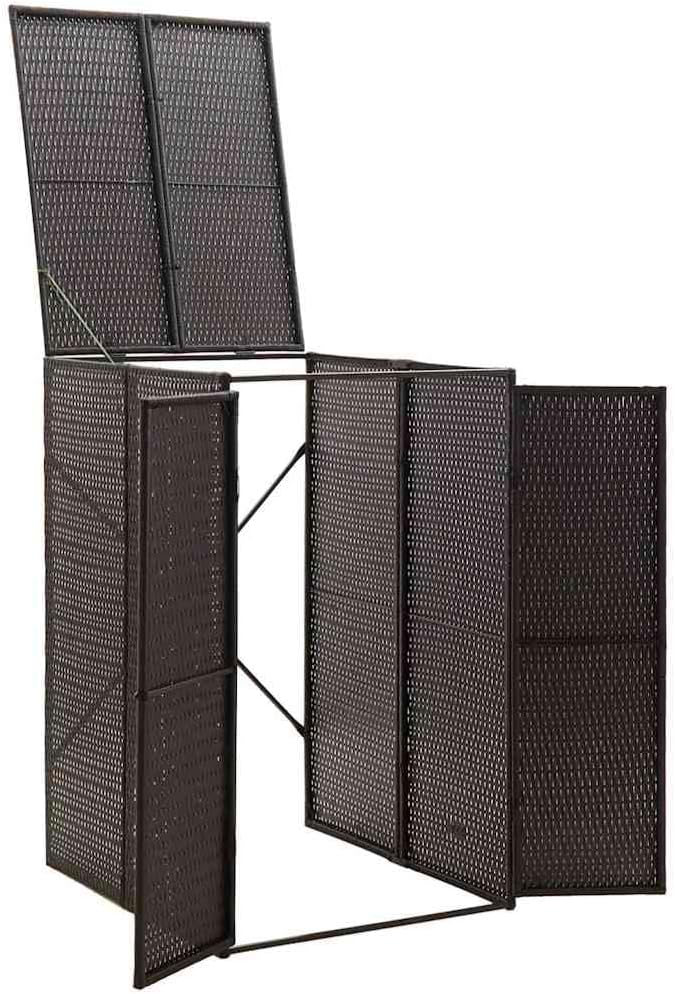 vidaXL - Single Wheelie Bin Shed, Poly Rattan Outdoor Concealment Solution with Durable Powder-Coated Steel Frame, Black, 27.6'x31.5'x46.1'