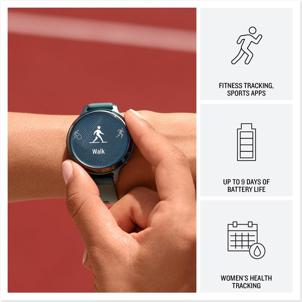 Garmin Lily 2 Active Small and Stylish Smartwatch Up to 9 Days Battery Life Built-in GPS Hidden Display Patterned Lens Purple Jasmin 010-02891-01 Health and Fitness Smart Watch Bundle for Women