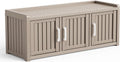 Trygoal3 Doors Shoe Bench, Waterproof & UV-Resistant, Resin Shoe Cabinet Indoor & Outdoor Use, Entryway Bench with Adjustable Shelves & Hidden Storage Space for Bedroom, Hallway, Grey