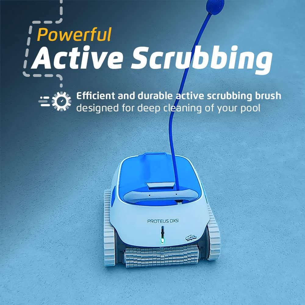 Dolphin Proteus DX5i Wi-Fi Automatic Robotic Pool Vacuum Cleaner Includes Caddy for Easy to Transport and Store, Ideal for In-Ground Pool up to 50 FT in Length