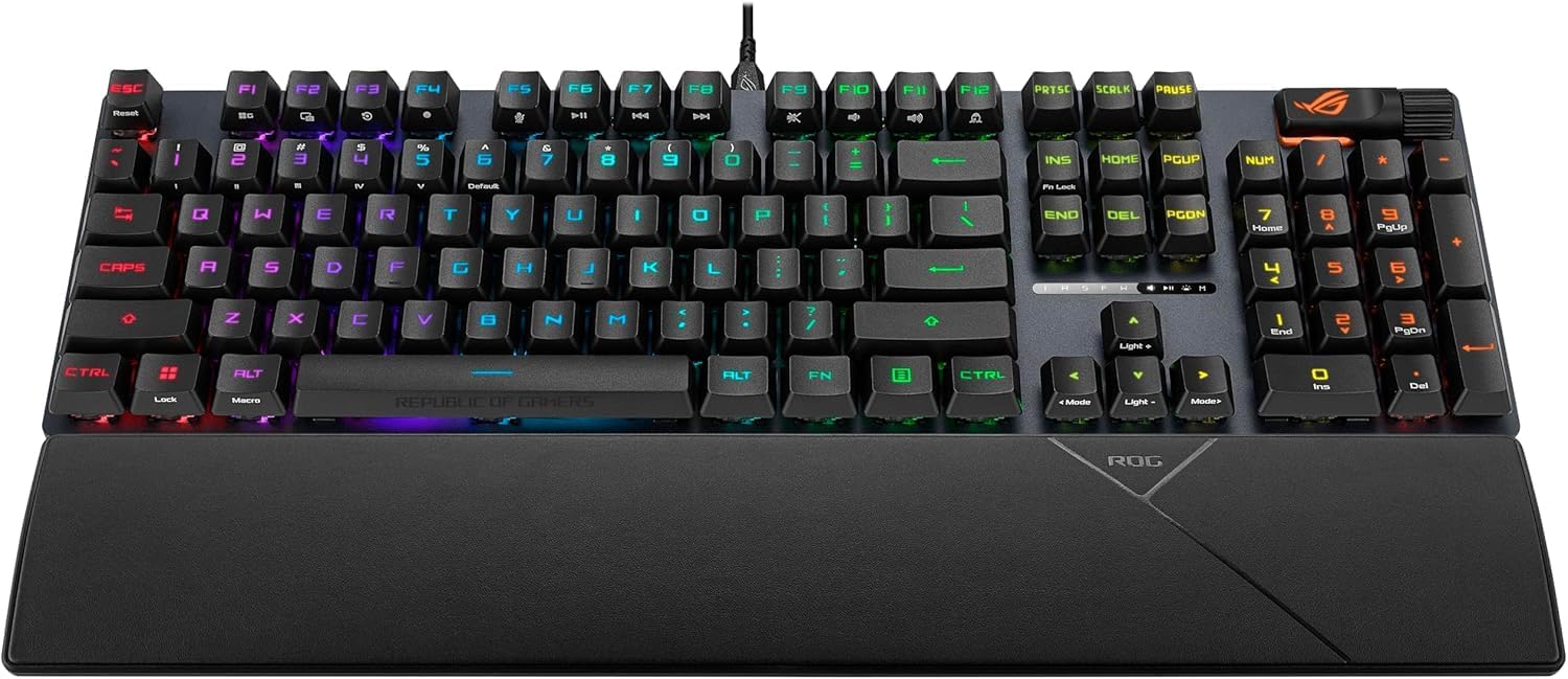 ASUS TUF M4 Air Wired Gaming Mouse-P307, Durable and Ultralight Air Shell Design, 16,000 DPI Optical Sensor, Six Tactile Buttons, IPX6 Water Resistance Bundle with ROG Strix Scope II Gaming Keyboard