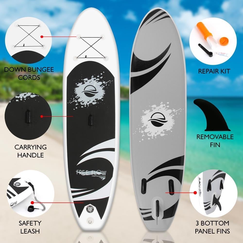 SereneLife Inflatable Stand Up Paddle Board and Detachable Seat - SUP Paddleboard Set for Adults and Youth, 32' Wide Design with Non-Slip EVA Deck Pad and Marine-Grade Materials, 350 lbs Capacity
