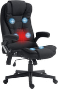 Vinsetto 6 Point Vibrating Massage Office Chair with Heat, Linen High Back Executive Office Chair with Reclining Backrest, Padded Armrests and Remote, Black
