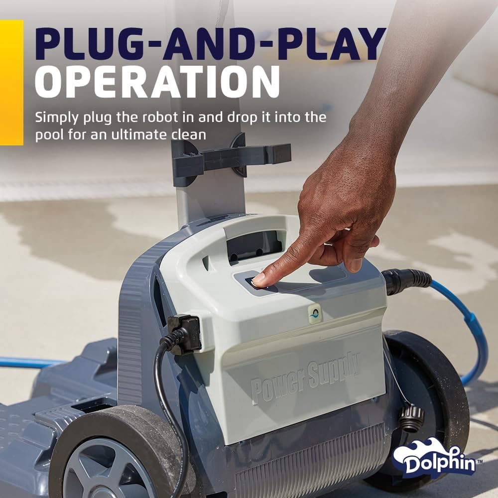 Dolphin Wave 80 Automatic Robotic Pool Vacuum Cleaner Includes Remote Control and Caddy, Waterline Scrubber Brush, Ideal for Commercial Pools up to 68 FT in Length
