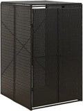 vidaXL - Single Wheelie Bin Shed, Poly Rattan Outdoor Concealment Solution with Durable Powder-Coated Steel Frame, Black, 27.6'x31.5'x46.1'