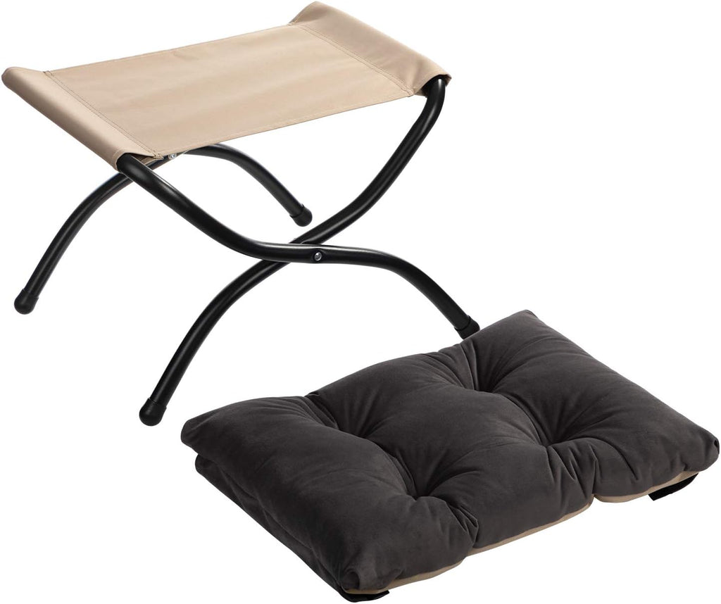 HollyHOME Lazy Chair with Foldable Ottoman, Accent Comfy Lounge Armchair and Folding Footrest Stool, Leisure Sofa Reading Chair and Footstool for Living Room, Bedroom, Dorm,Velvet Smoky Grey