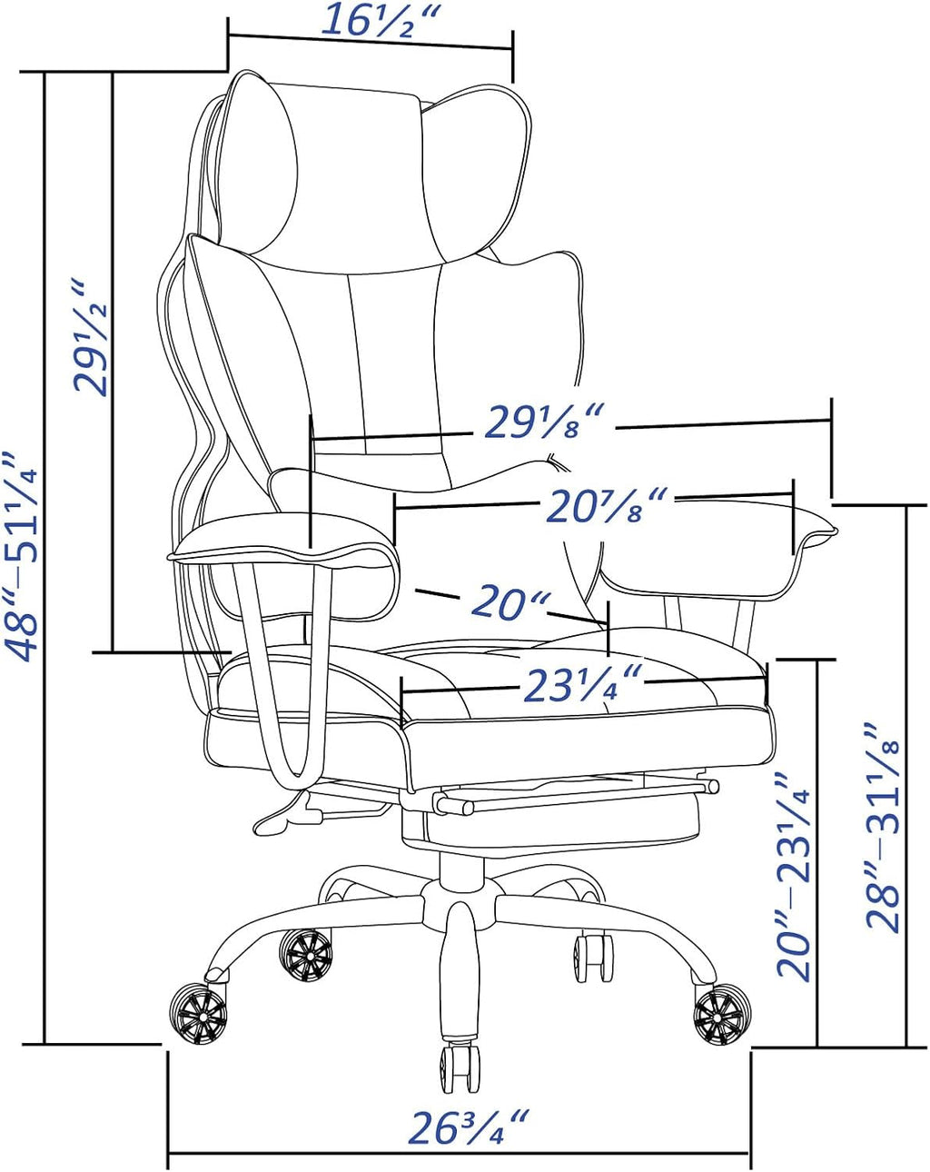 Efomao Big and Tall Office Chair, 400lbs Heavy Duty High Back Executive Chair with 23.6' Extra Wide Seat, PU Leather Desk Chair with Footrest and Padded Armrests, Grey