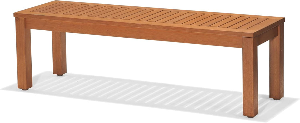 Amazonia Aster Backless Patio Eucalyptus Wood | Ideal for Outdoors and Indoors, 53', Brown Bench