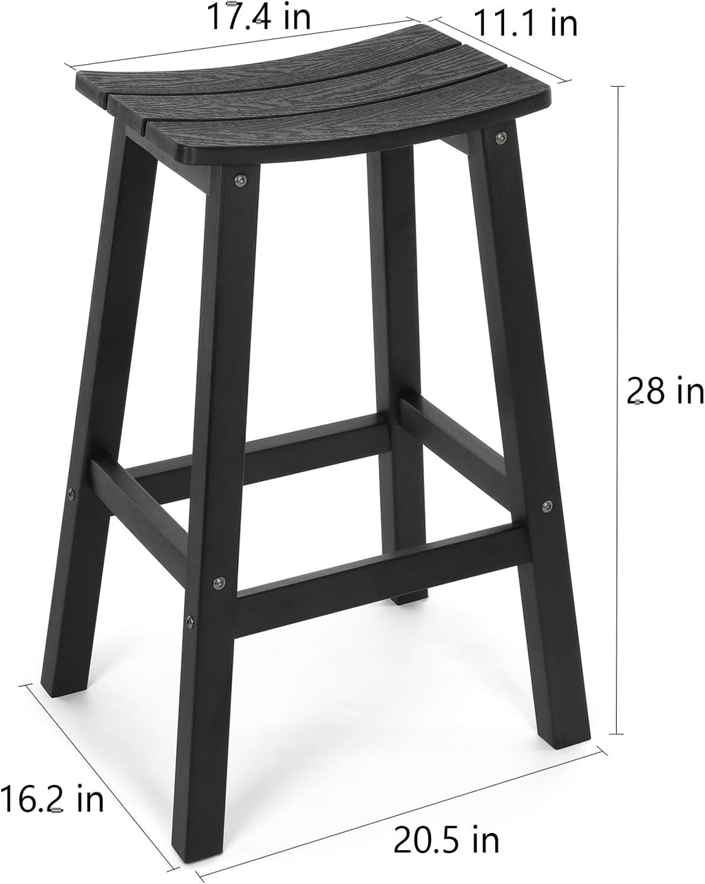 Stoog 3-Piece Patio Bar Set – All-Weather HIPS Outdoor Bar Stools Set of 2, Counter Height Bar Table with Waterproof Top, Fade & Rot Resistant, for Backyard, Deck, Garden, Black