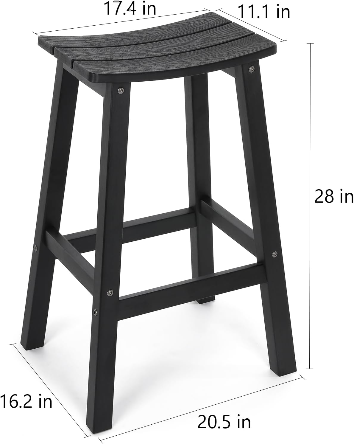 Stoog 3-Piece Patio Bar Set – All-Weather HIPS Outdoor Bar Stools Set of 2, Counter Height Bar Table with Waterproof Top, Fade & Rot Resistant, for Backyard, Deck, Garden, Black
