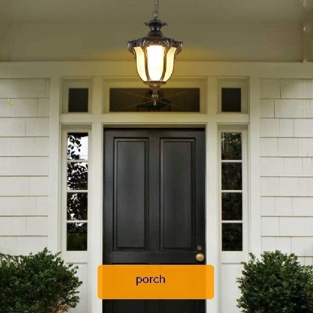 Chandelier Outdoor Aluminum Hanging Lantern, Waterproof Glass Chandelier, Corridor Courtyard Decoration Ceiling nave Villa Garden Pavilion Grape Light/Black/18.5*31.5cm