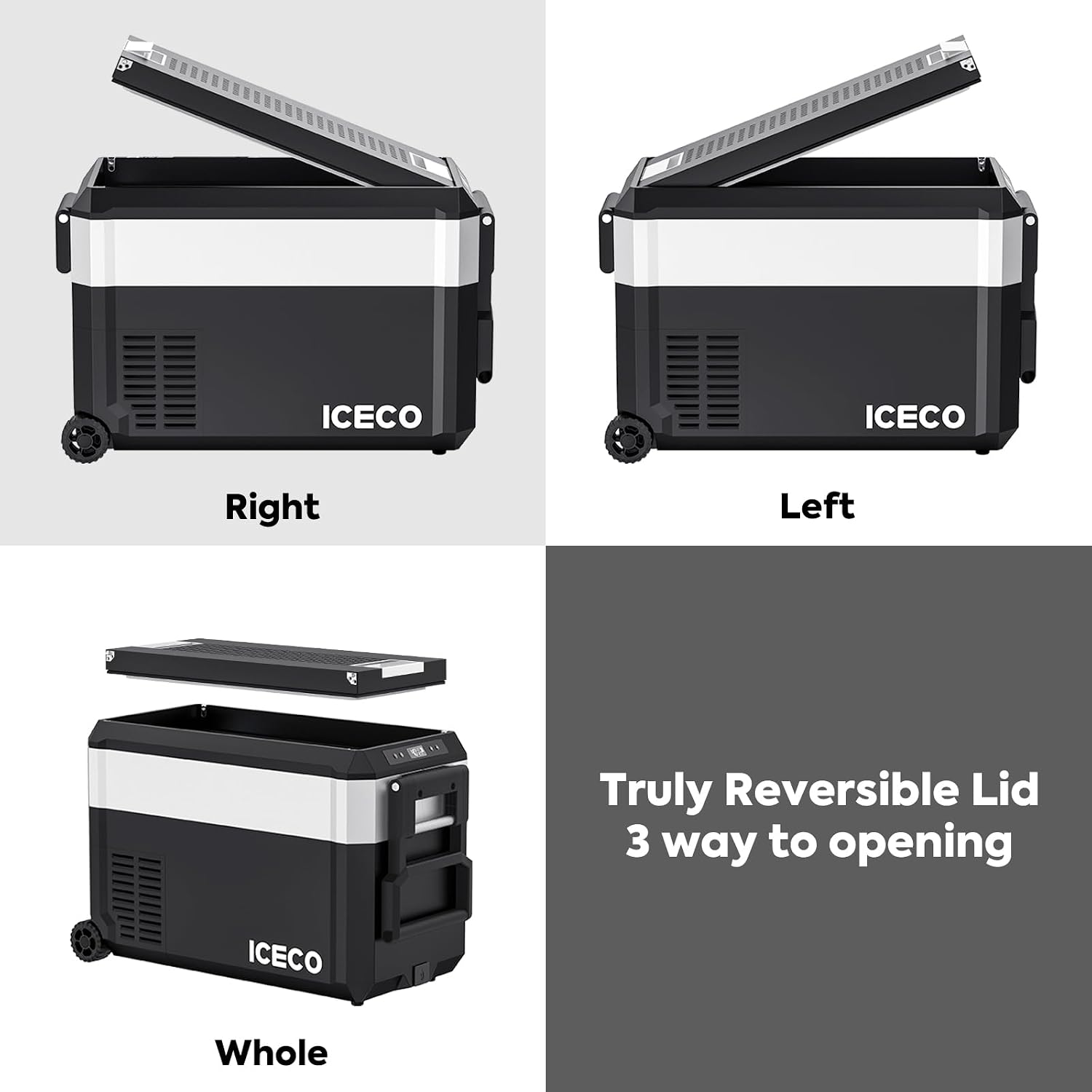 ICECO JP40 ProD 12V Refrigerator, Dual Zone Portable Fridge Freezer Powered by SECOP, Electric Cooler with Wheels,12 Volt Car Fridge with AC/DC, -4℉～68℉, Refrigerator for Car and Home Use