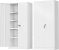 Incbruce 72' H x18 D Patio Metal Storage Cabinet, Outdoor Storage Cabinet with Doors and Adjustable Shelves, Tool Shed for Home, Patio, Office (White)