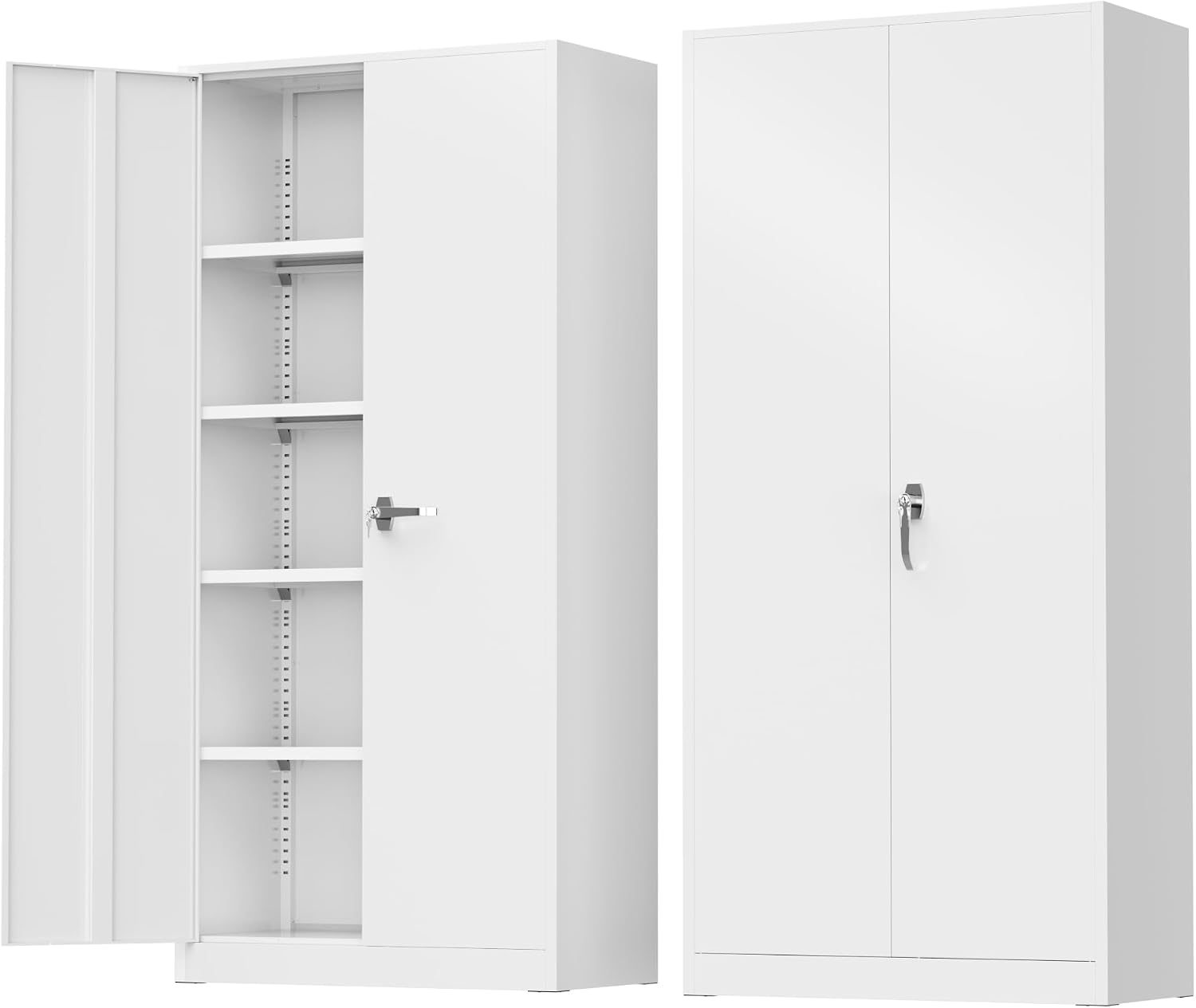 Incbruce 72' H x18 D Patio Metal Storage Cabinet, Outdoor Storage Cabinet with Doors and Adjustable Shelves, Tool Shed for Home, Patio, Office (White)