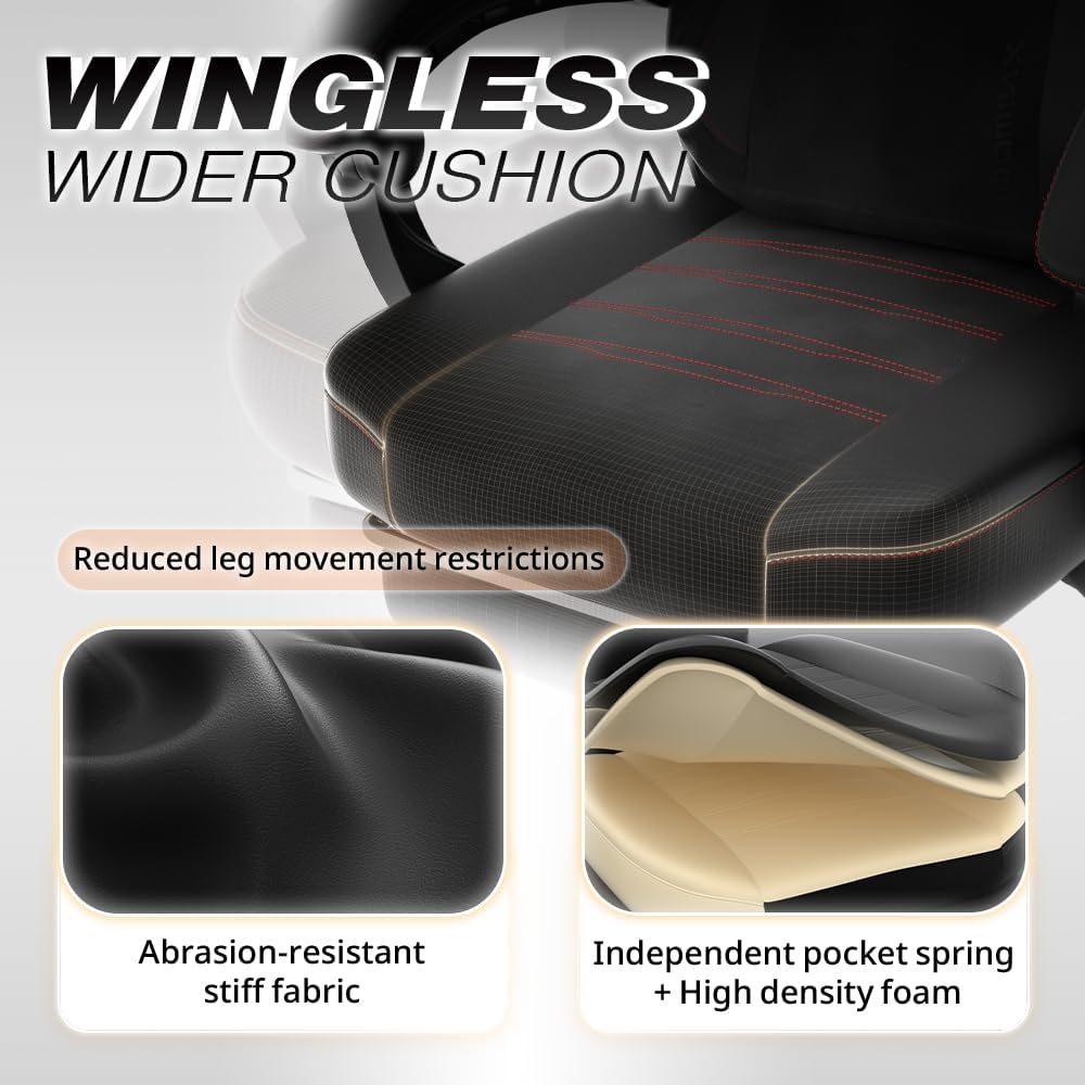 Dowinx PU Leather Gaming Chair with Footrest, 350lb Big and Tall Gamer Chair, Wide Seat Ergonomic Computer Chair with Lumbar Massage Support, Wide Back Office Chair for Heavy People, Deep Black