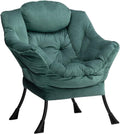 HollyHOME Lazy Chair with Armrest and Side Pocket, Comfy Accent Lounge Chair,Leisure Sofa Armchair for Living Room, Bedroom, Dorm, or Small Spaces, Oversized Reading Sofa Chair,Velvet Dark Atrovirens