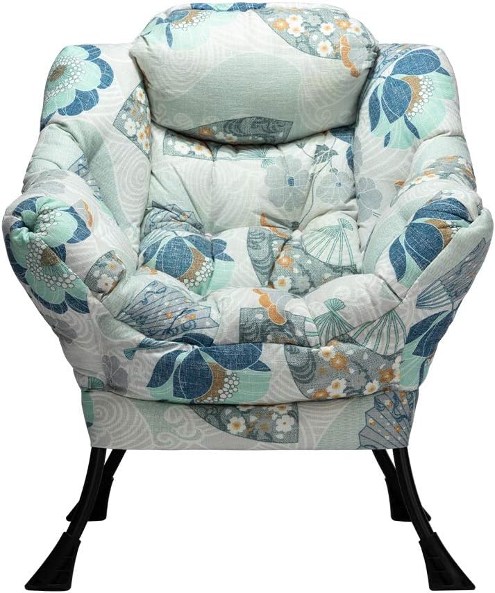 HollyHOME Lazy Chair with Armrest and Side Pocket, Comfy Accent Lounge Chair,Leisure Sofa Armchair for Living Room, Bedroom, Dorm, or Small Spaces, Oversized Reading Sofa Chair,Fan Print