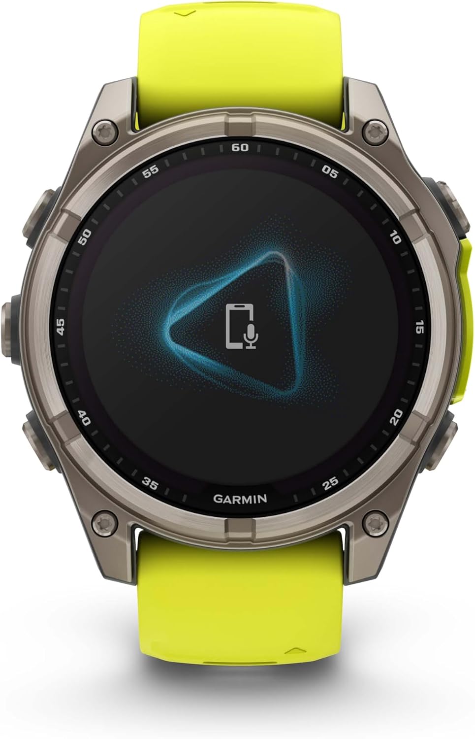 Garmin Fenix 8 – 47 mm Multisport GPS Smartwatch, Solar, Sapphire, Titanium with Amp Yellow/Graphite Silicone, Built-in LED Flashlight, Voice Control Black Earbuds Bundle