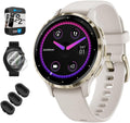 Garmin 010-02785-04 Venu 3S Health Fitness GPS Smartwatch Gold Steel Bezel with Ivory Case 41mm Bundle with Dust Cover 3 Pack, 2-Pack Screen Protector and 2 YR CPS Enhanced Protection Pack