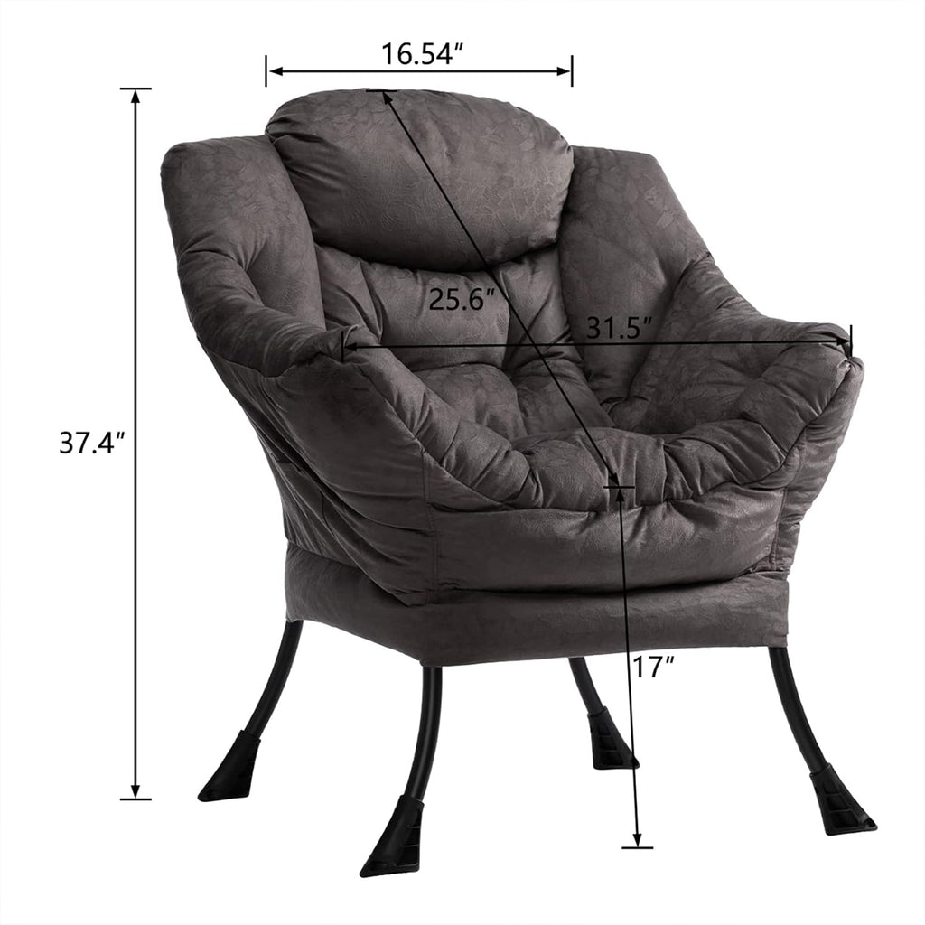 HollyHOME Lazy Chair with Armrest and Side Pocket, Comfy Accent Lounge Chair,Leisure Sofa Armchair for Living Room, Bedroom, Dorm, or Small Spaces, Oversized Reading Sofa Chair,Textured Charcoal Gray