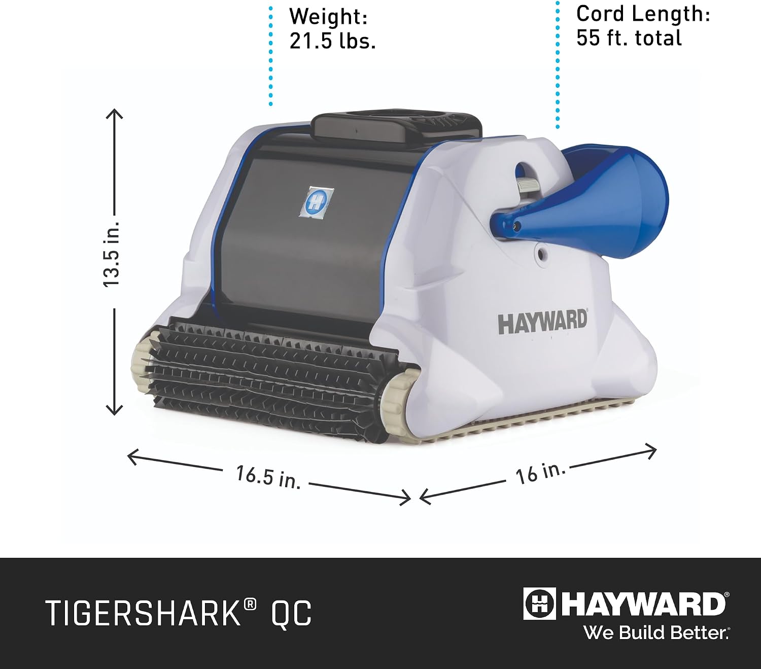 Hayward W3RC9990CUB TigerShark QC Robotic Pool Cleaner with Quick Clean, Automatic Pool Vacuum for Inground Pools up to 20 x 40 ft.