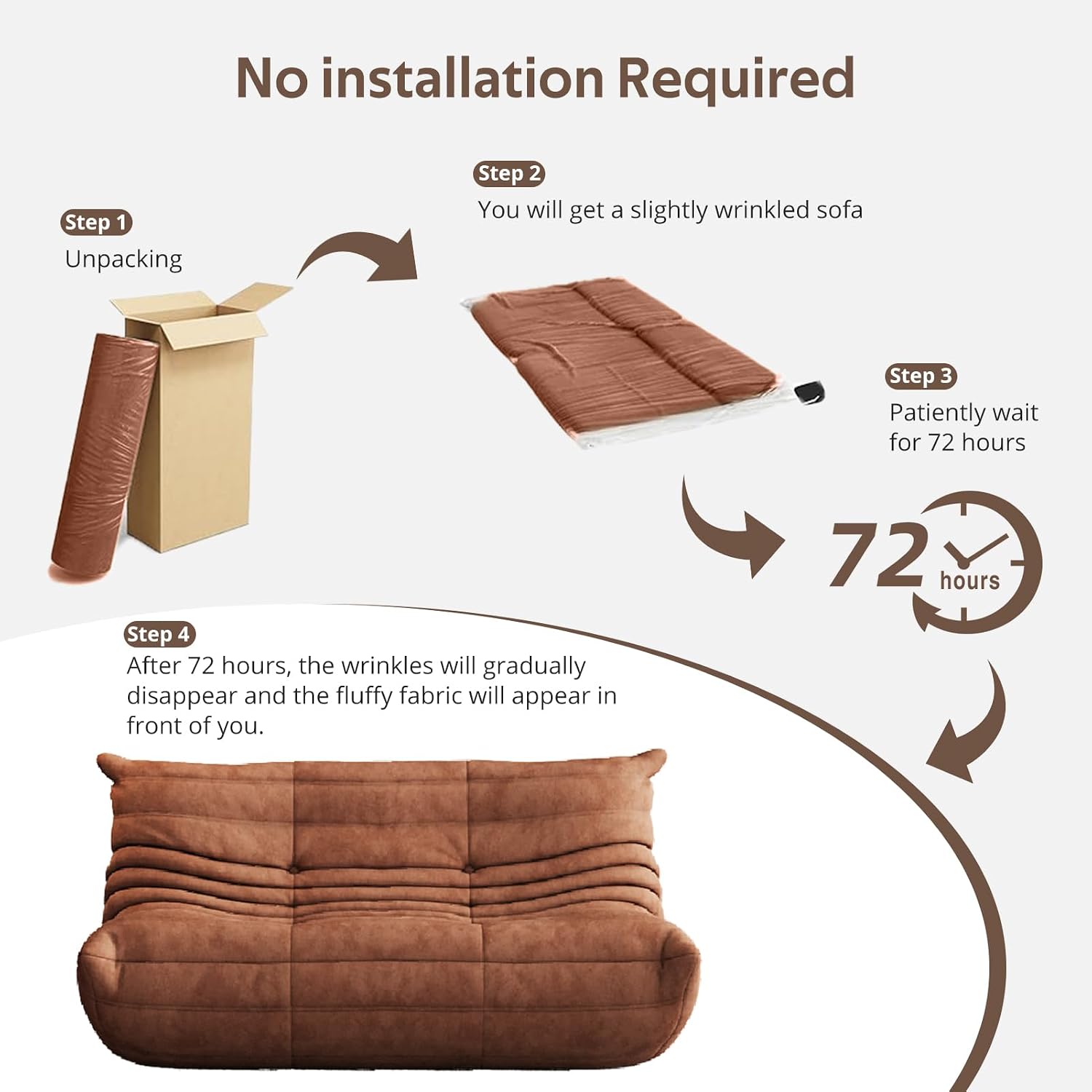 Bean Bag Chair - Corner Sofa, Fireside Chair Bean Bag Sofa Large Bean Bag Chair for Adults,Fireside Floor Couch for Living Room, Bedroom, Gaming (Yellow, Single) (Brown, Loveseat)