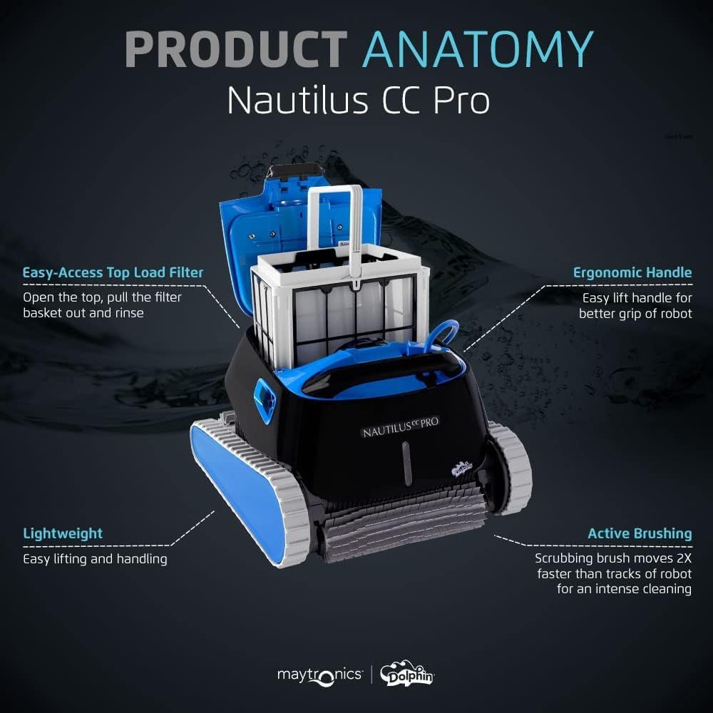 Dolphin Nautilus CC Pro Wi-Fi Automatic Robotic Pool Vacuum Cleaner Includes Caddy for Easy to Transport and Store, Ideal for In-Ground Pools up to 50 FT in Length