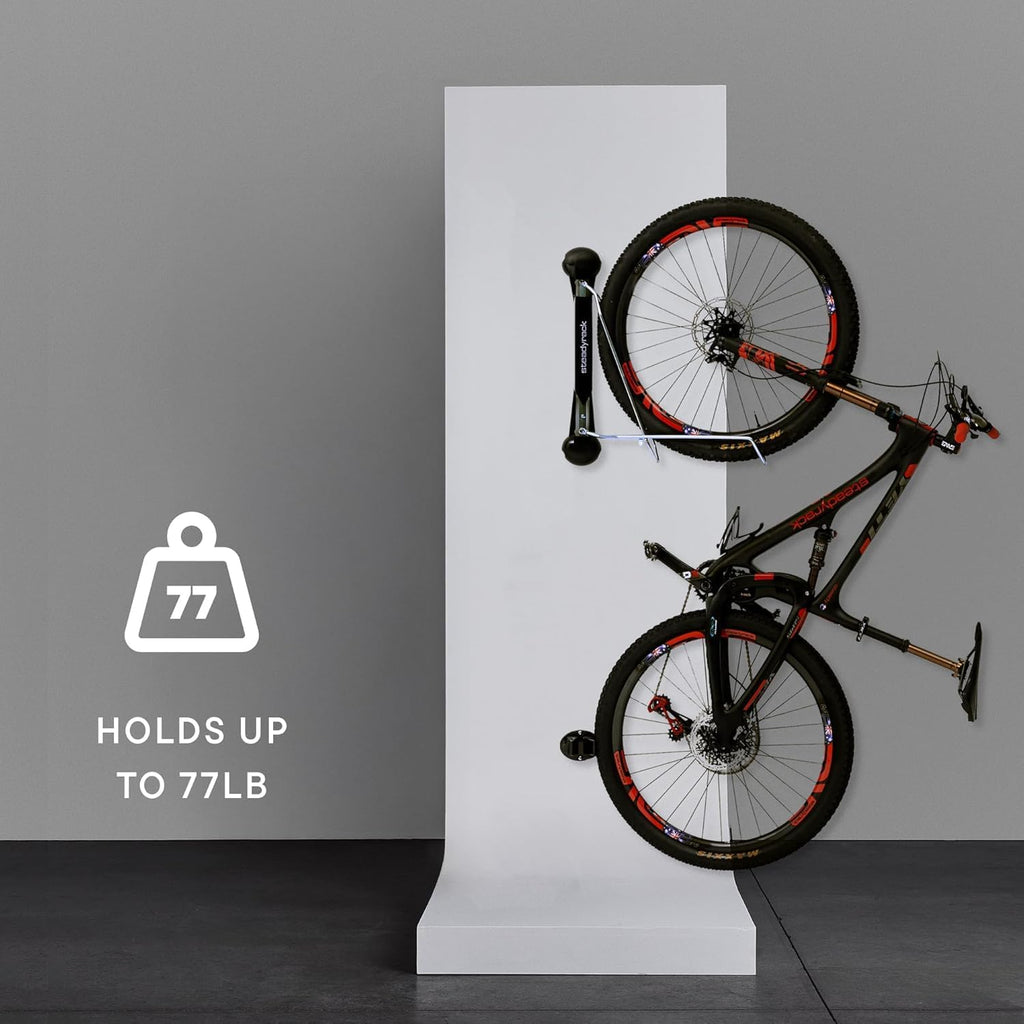 Steadyrack Bike Rack – Pivoting Mountain Bike Rack, Holds Up to 77 lbs, Fits 24'-29' Wheels, 2.1'-2.8' Tires, Foldable Wall Mount for Space-Saving Bicycle Storage - 2 Pack
