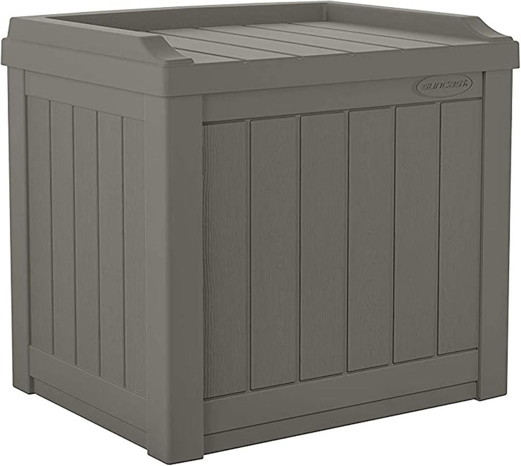 Suncast 22 Gallon Indoor or Outdoor Backyard Patio Small Storage Deck Box with Attractive Bench Seat and Reinforced Lid, Stone (4 Pack)