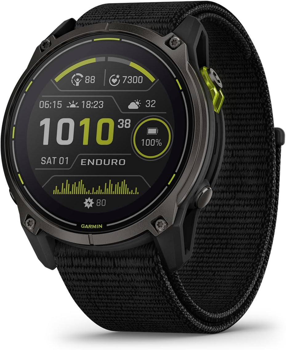 Garmin Enduro 3 Solar Ultraperformance GPS Smartwatch Bundle - 320 Hours Battery Life, Built-in LED Flashlight with UltraFit Nylon Band and PlayBetter Wireless Running Earbuds