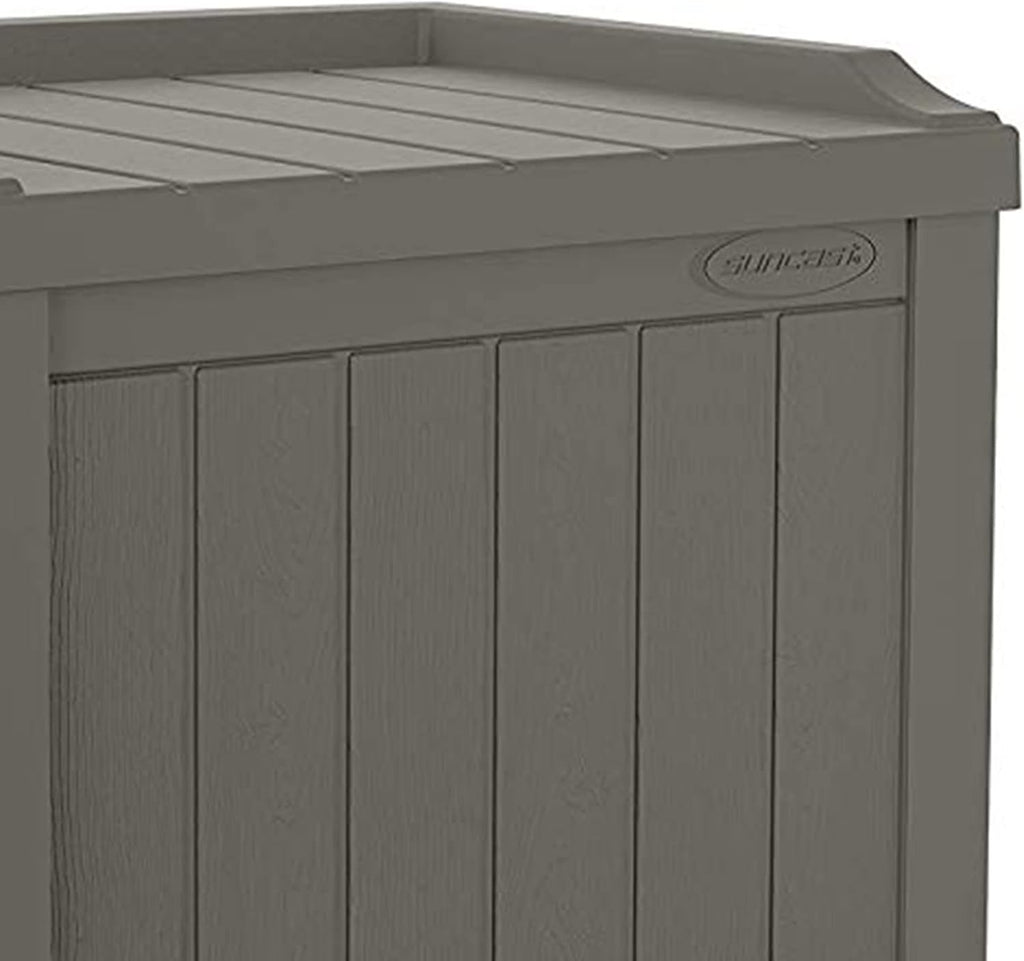 Suncast 22 Gallon Indoor or Outdoor Backyard Patio Small Storage Deck Box with Attractive Bench Seat and Reinforced Lid, Stone (4 Pack)