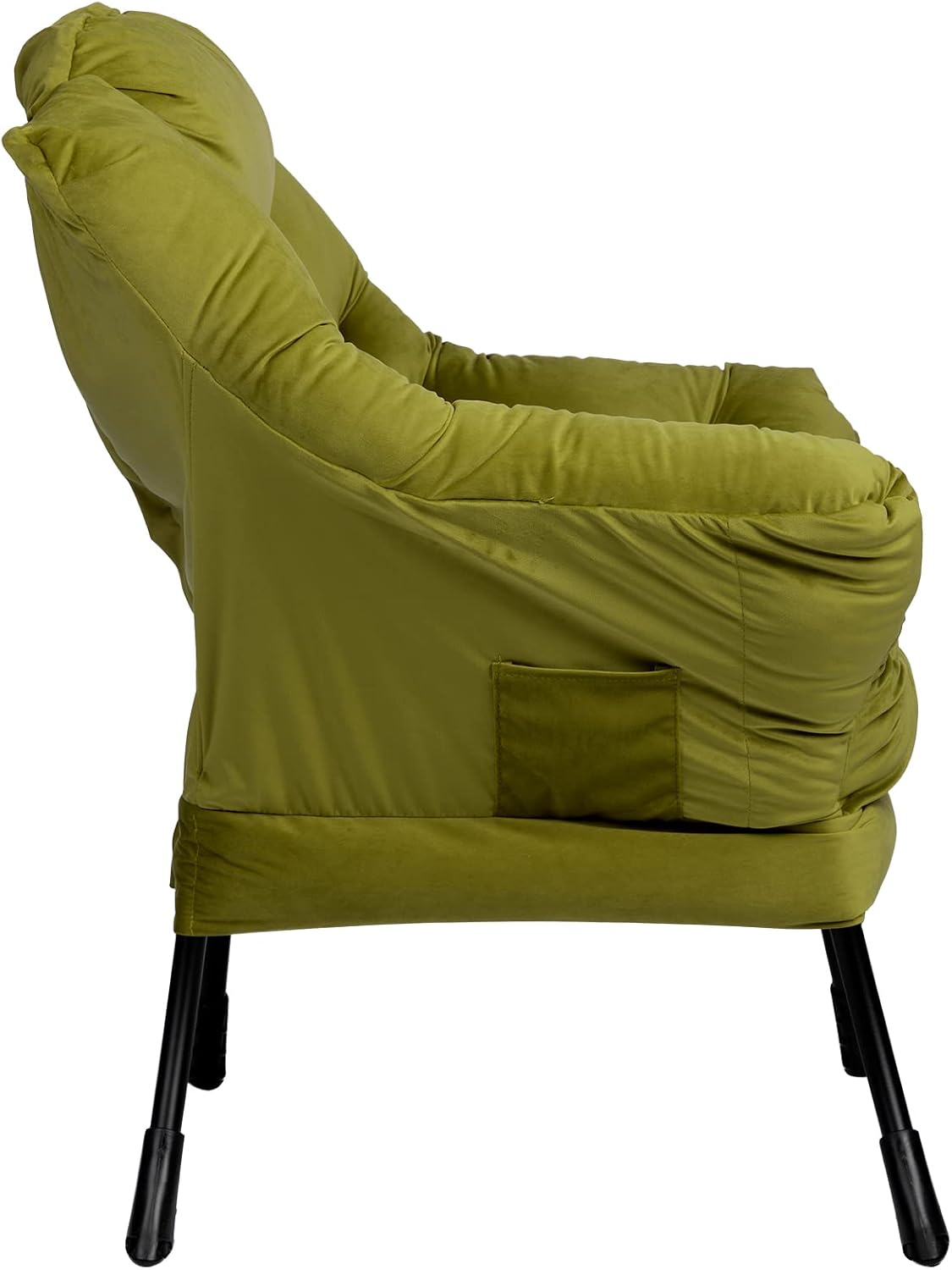 HollyHOME Lazy Chair with Armrest and Side Pocket, Comfy Accent Lounge Chair,Leisure Sofa Armchair for Living Room, Bedroom, Dorm, or Small Spaces, Oversized Reading Sofa Chair,Velvet Olive Green