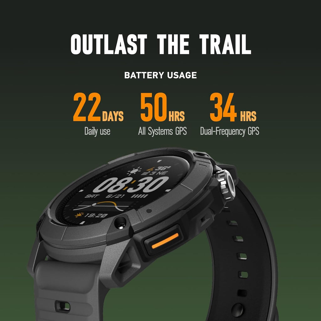 COROS NOMAD Outdoor GPS Smartwatch, 1.3' MIP Touchscreen, Global maps with turn-by-turn navigation, 22 days Battery Life, Microphone records voice notes, real-time weather, and safety alerts (Black)