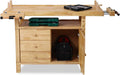 55' Rubber Wood Workbench, Heavy Duty Work Bench with Drawer& Shelf, Work Bench Table for Garage, Workshop, Home Storage, Woodworking Bench, 330 lbs Weight Capacity (55 ')