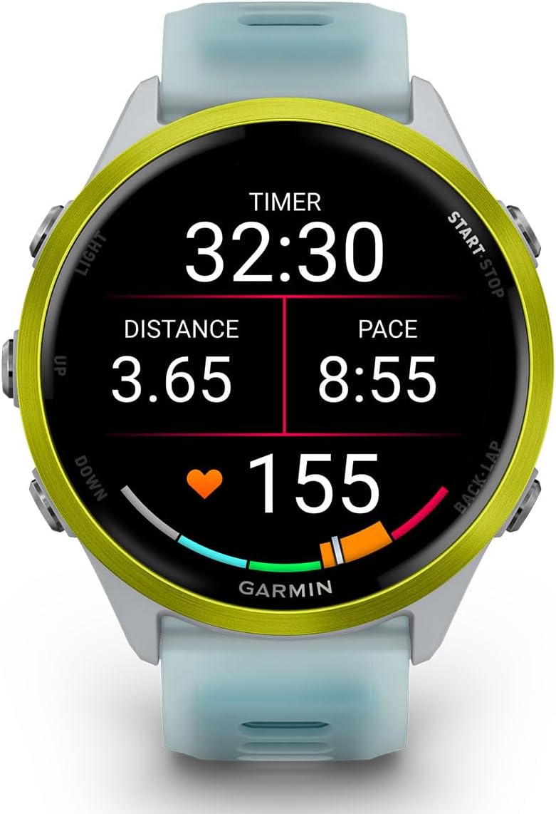 PlayBetter Garmin Forerunner 570 (47mm, Amp Yellow/Translucent Turquoise) Advanced GPS Running and Triathlon Smartwatch Bundle HD Screen Protectors & Wireless Earbuds